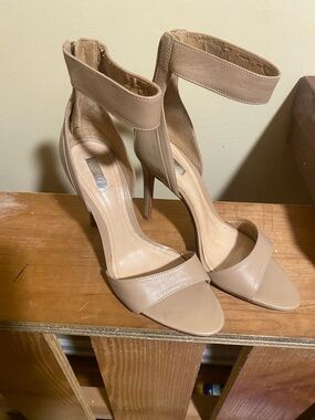SCHUTZ Beige Ankle-Strap Stiletto Sandals